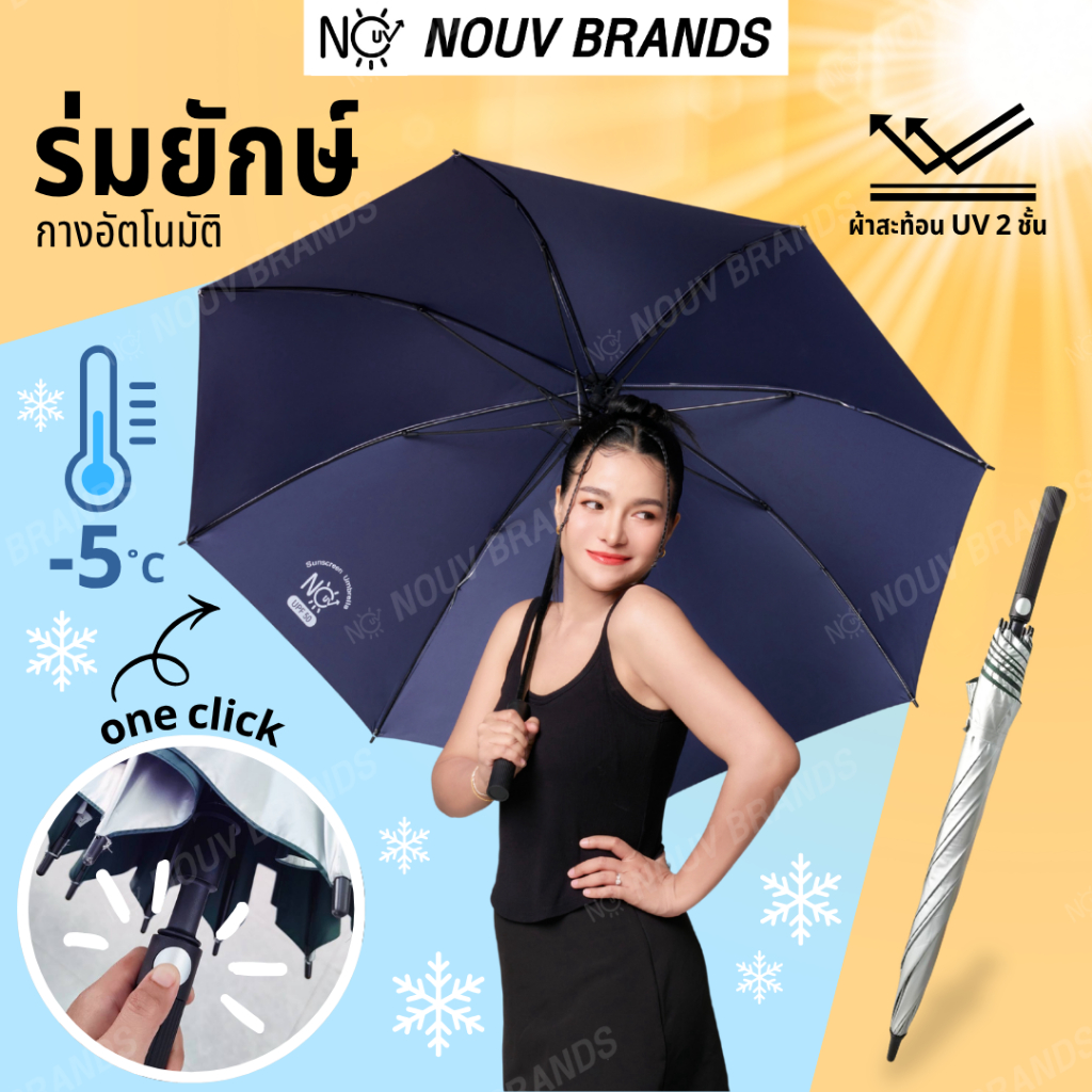 ร่มยักษ์ NOUV Brands กางได้อัตโนมัติ ขนาดใหญ่ ป้องกันแสงแดด UPF50