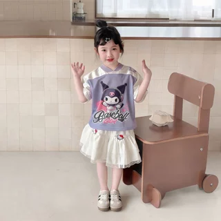 Beryl kids🌸เสื้อผ้าเด็กสาวแฟชั่น🎀เสื้อยืดแขนสั้นเด็กผู้หญิง การ์ตูนน่ารัก หวานและเย็นสบาย ฤดูร้อน สไตล์เกาหลี
