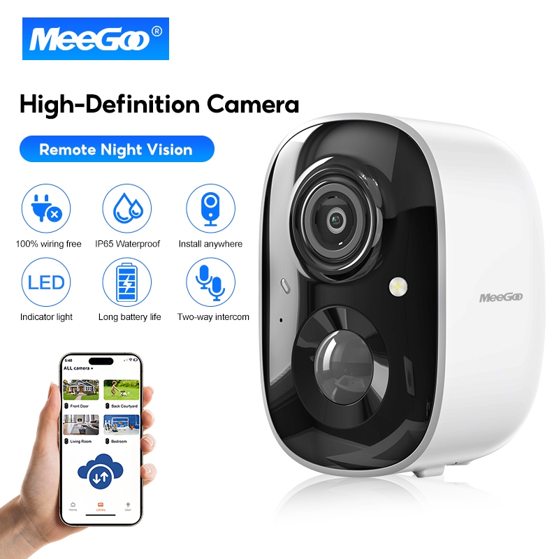 MeeGoo WiFi Wireless Camera กล้องวงจรปิดไร้สาย Outdoorกันน้ำIP65 แบตเตอรี่ในตัว Night Vision PIR