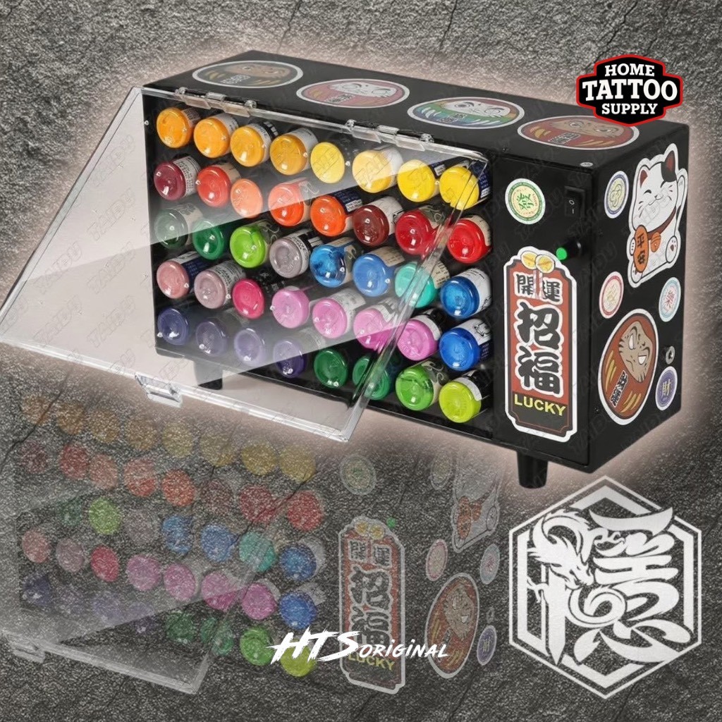 Tattoo Ink Display Cabinet ตู้เก็บหมึกสักแบบโชว์ พร้อมระบบเขย่าสีในตัว