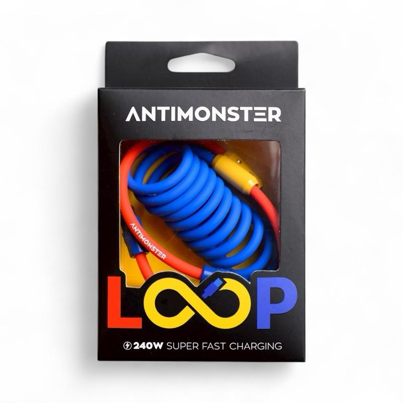 [100% แท้ / พร้อมส่ง] การบรรจุใหม่ สายชาร์จ ANTIMONSTER LOOP 240W Type-C ถึง Type-C (บรรจุใหม่)