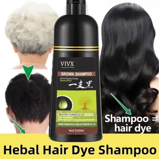 VIVX แชมพูปิดผมหงอก hair dye Shampoo 3in1 ย้อม บำรุง ปิดผมขาว แชมพูปิดผมขาว 500ml สมุนไพร หยุดหงอก ไม่ต้องย้อมแค่สระ