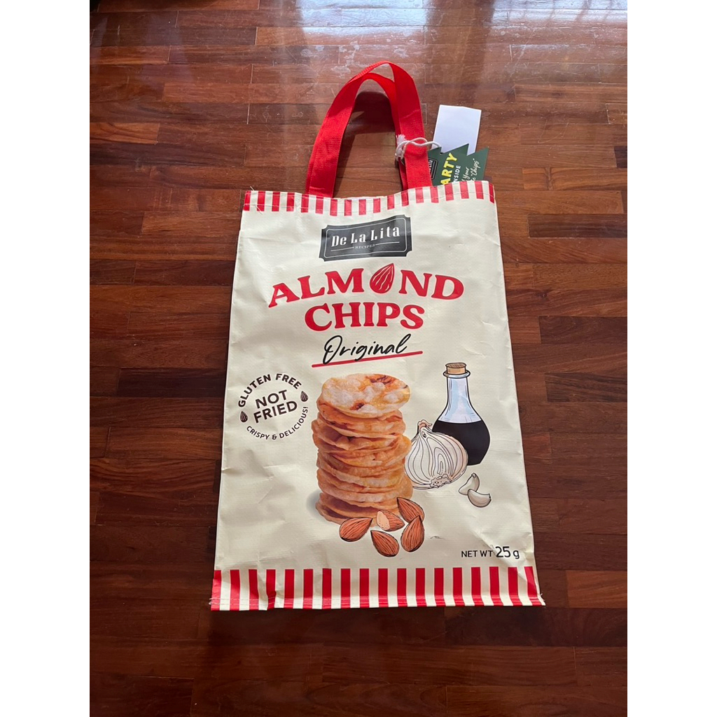 Tote bag ถุงช้อปปิ้งกันน้ำ ใบใหญ่ Almond Chips reusable bag ของใหม่