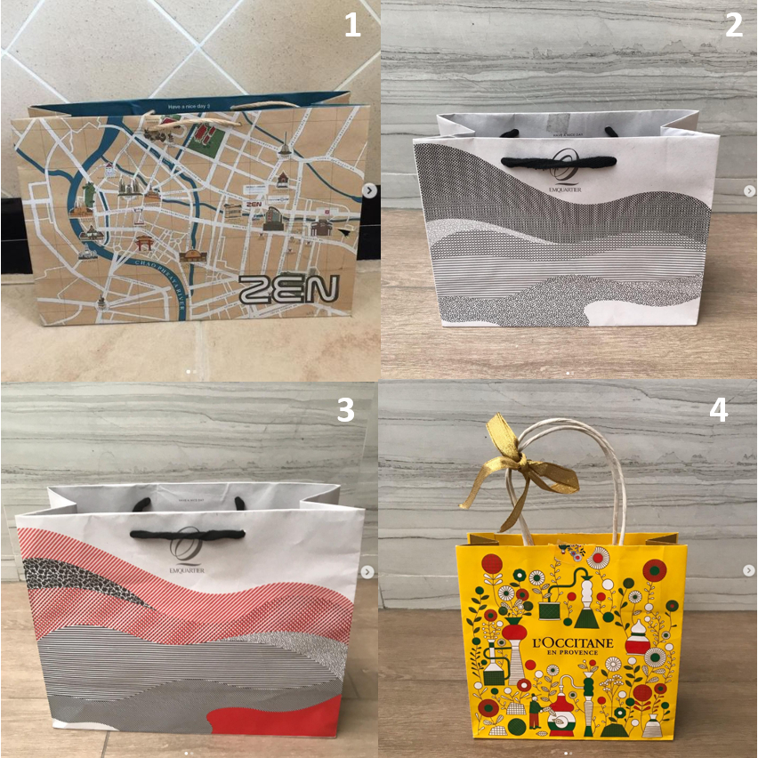 ถุง ถุงกระดาษ แบรนด์ ZEN , EMPORIUM , EMQUARTIER , ISETAN  และ LOCCITANE ของแท้ ใส่ของ ใส่เสื้อผ้า ส