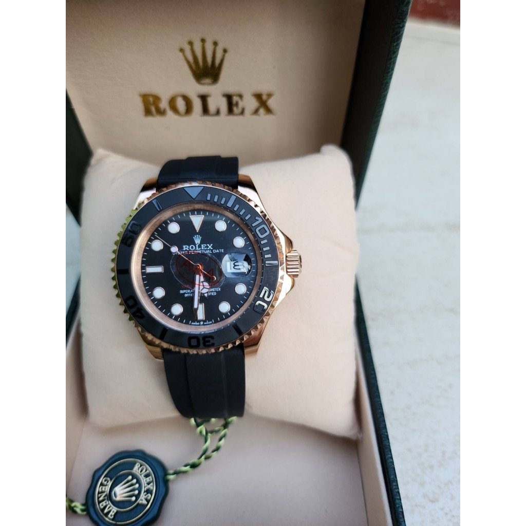yacht master สายซิลิโคนดำ