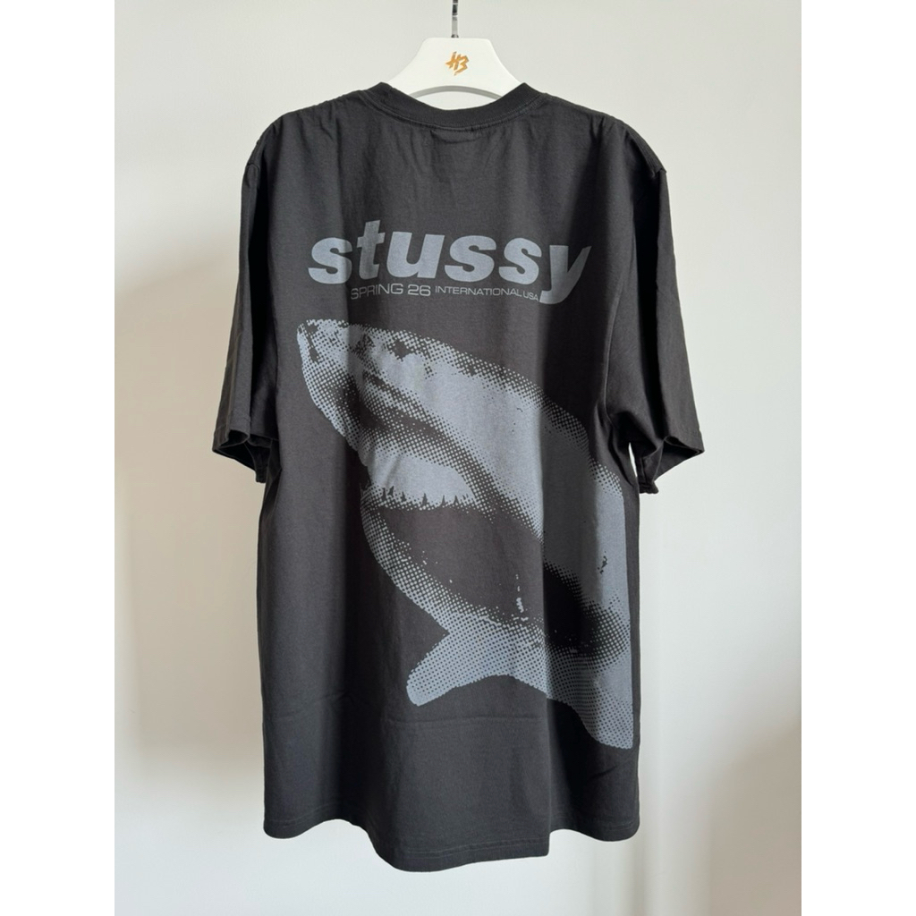 [ของแท้] STÜSSY SHARK TEE PIGMENT DYED FADED BLACK พร้อมส่ง