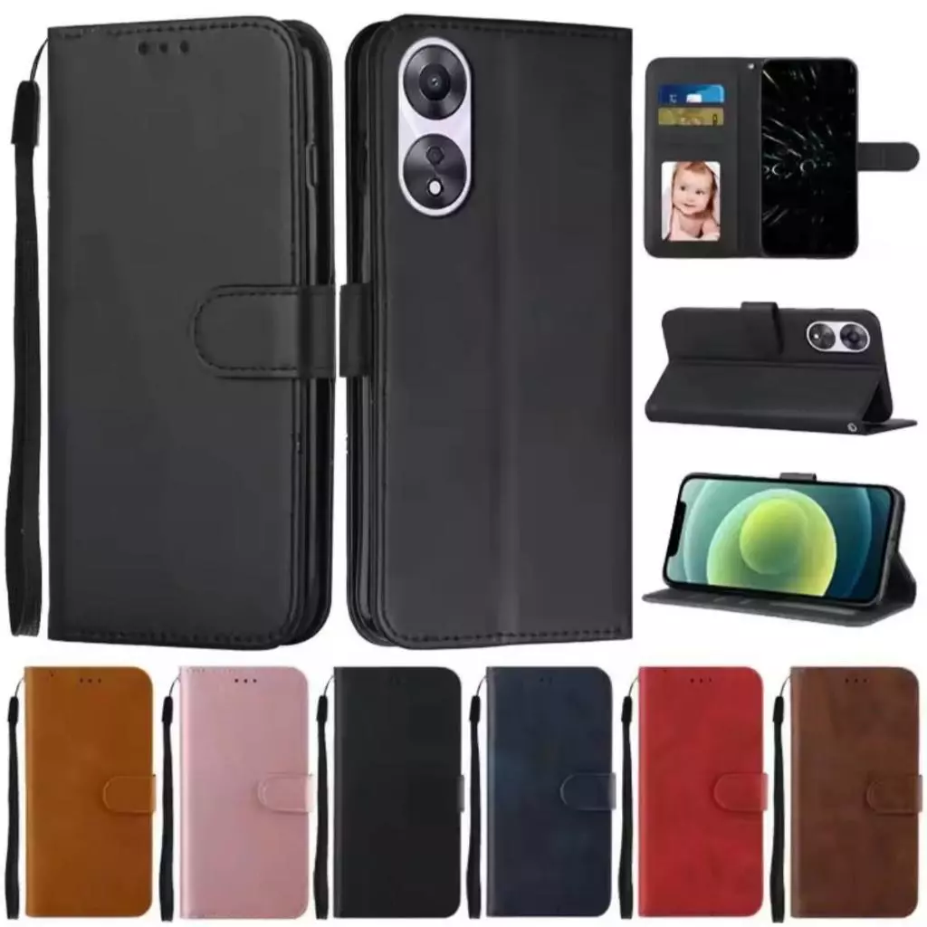 เคสแบบพับได้สำหรับ Oppo A18 A38 A58 A78 A79 A60 A98 Reno8T A17 A17K เคสกระเป๋าหนัง ใส่บัตร แม่เหล็กล็อค แถมสาย