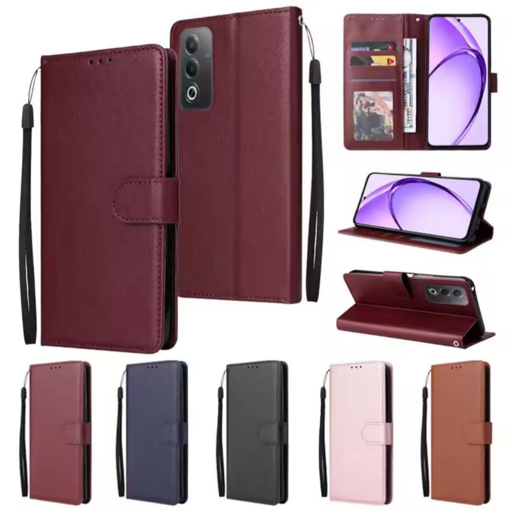 เคสแบบพับได้สำหรับ Oppo A5 A3Pro เคสกระเป๋าหนัง ใส่บัตร ป้องกันโทรศัพท์ แม่เหล็กล็อค แถมสาย