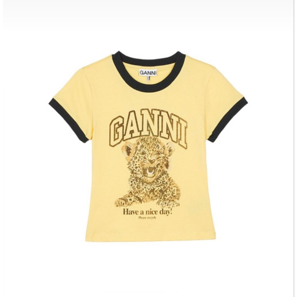 Ganni Jersey Leopard small T-shirt