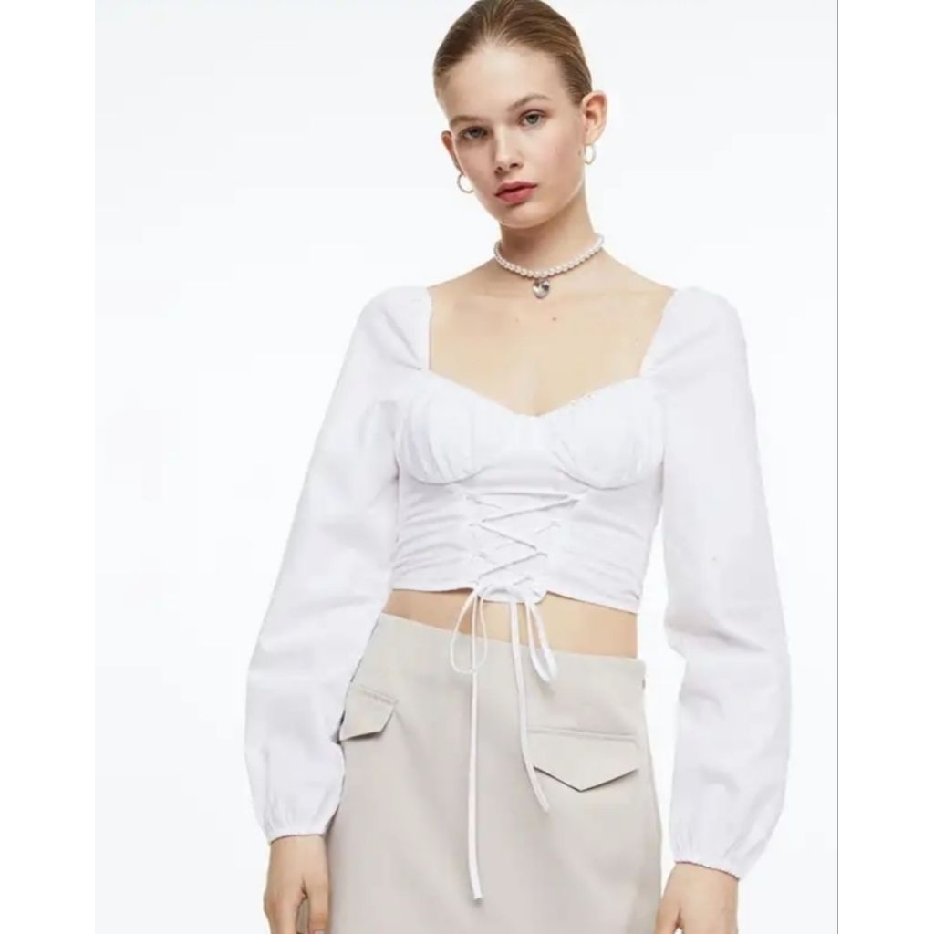 H&M คอลใหม่ eur34 อก30-36/ยาว15 ผ้าcotton