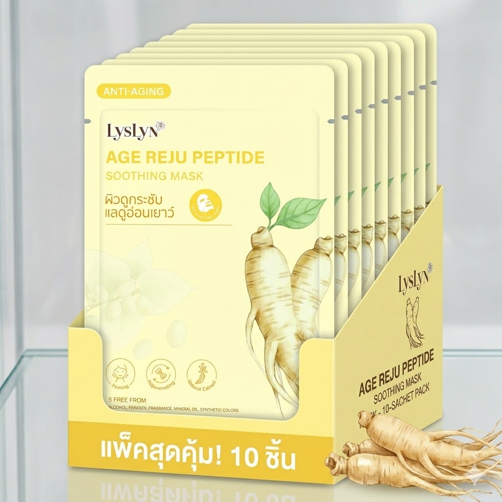 (Value Pack 10 pcs) LysLyn Age Reju Peptide Soothing Mask 10 ชิ้น
