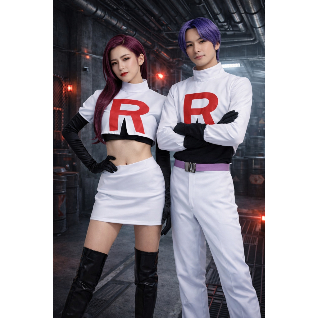7C339 ชุดแก๊งร็อคเก็ต มุซาชิ โคจิโร โปเกมอน Anime Cosplay Costume