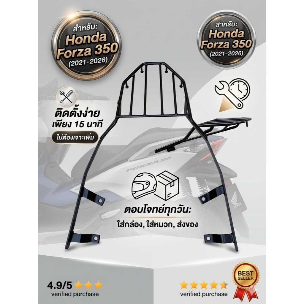 ตะเเกรงหลัง Honda Forza 350 2021-2026 ตัวใหญ่ ติดตั้งง่าย