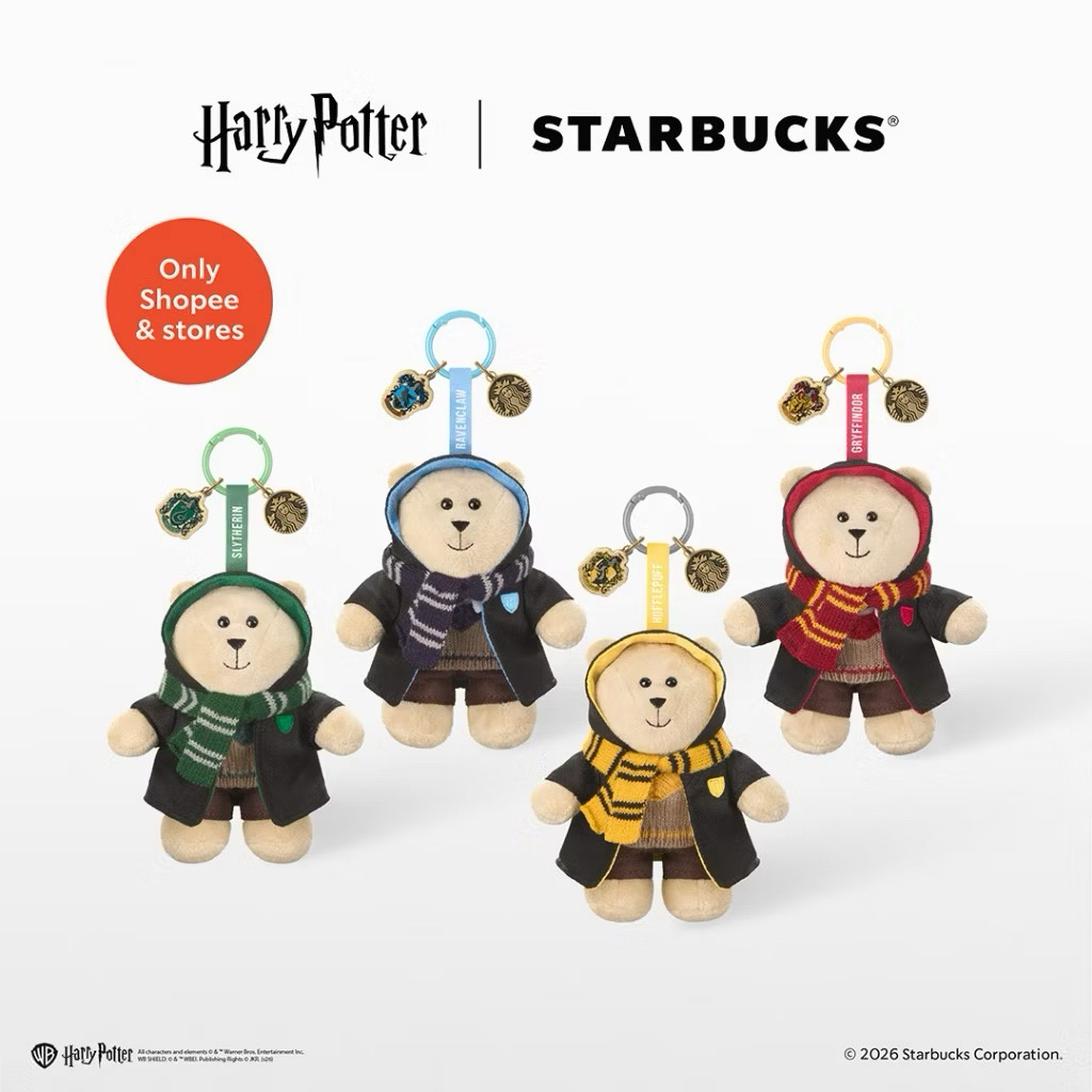 Harry Potter x Starbucks – 4 Houses Mini Bearista Bear Plush Keychain Set พร้อมส่ง***
