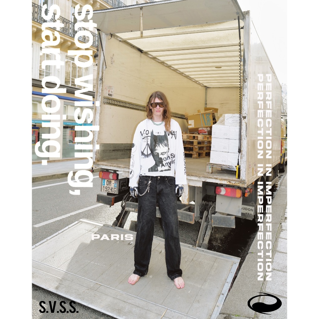 S.V.S.S. LONG SLEEVE OVERSIZED SPRAY SHIRT 073 เสื้อแขนยาวคอกลม unisex สีขาว