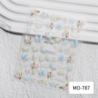Nawoelite nail sticker อุปกรณ์ทำเล็บ สติ๊กเกอร์ 5D ดอกไม้น่ารักสดใส สำหรับ DIY ตกแต่งเล็บ แบบพกพา ใช้ง่าย
