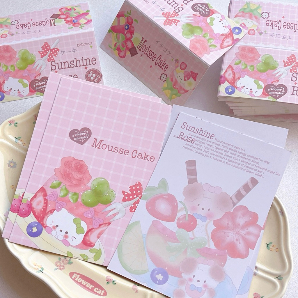 ✅พร้อมส่งsetหัวการ์ดหลังการ์ดและsticker ลายmousse cake