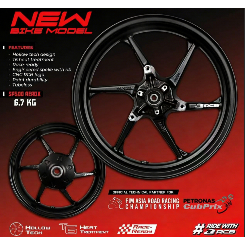 โช้คหลัง rcb  Tubeless ท่อน้ำ RCB SP500 SPORT RIM - Y16ZR ABS GROS BLACK 185 X 250 - 17 พัฒนาขึ้นจาก