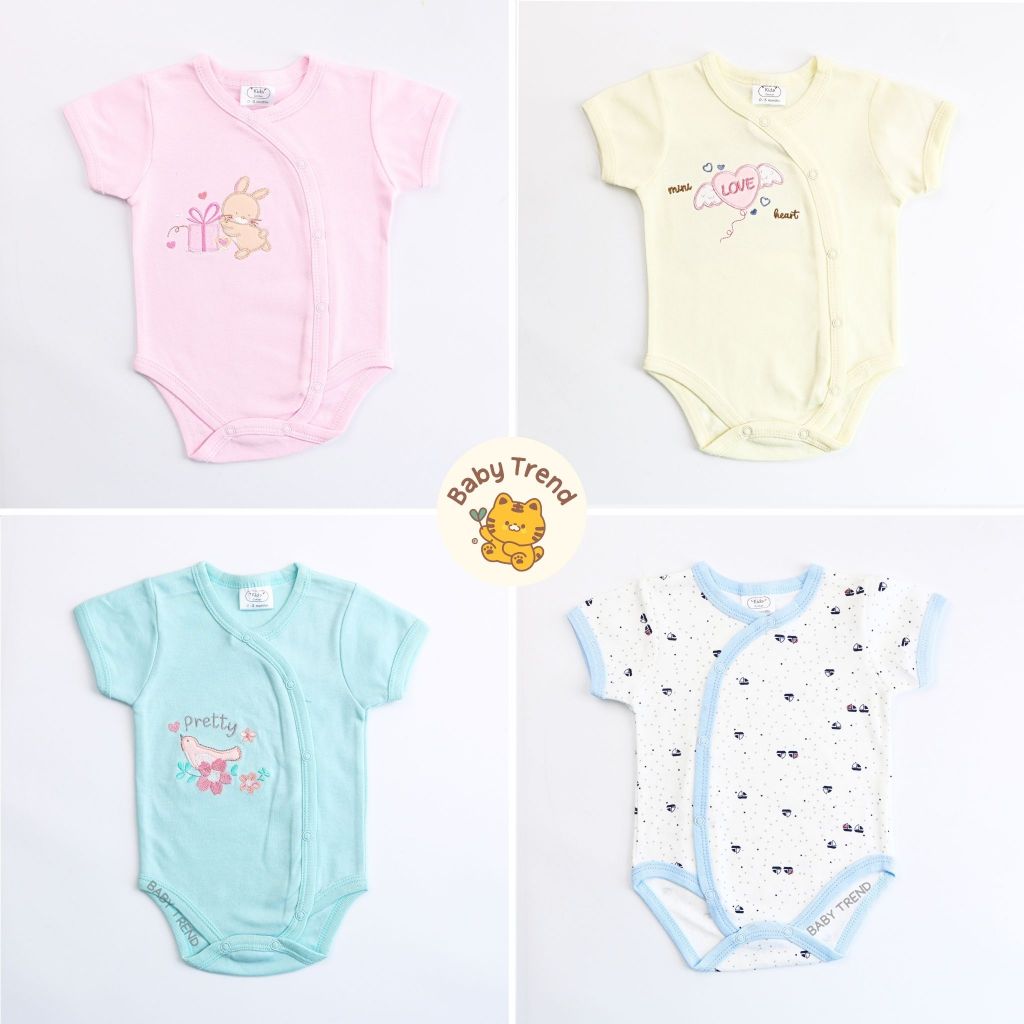Kids Center ชุดบอดี้สูทเด็กแรกเกิด 0-9 เดือน Bodysuit ขาเว้ากระดุมสแน๊ปหน้า ผ้าคอตตอน 100% นุ่ม