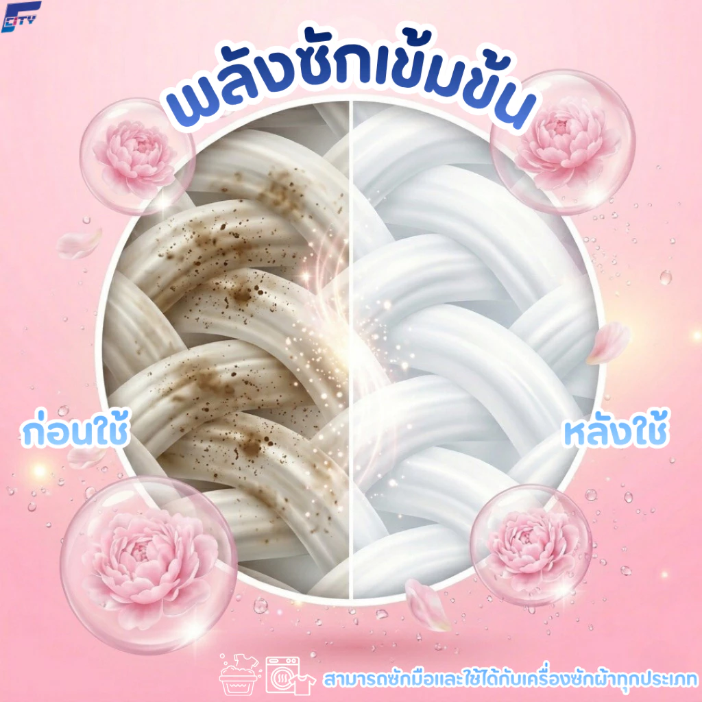 【ซื้อ1แถม1】【1.2L】น้ำยาซักผ้า F-City กลิ่นดอกไม้ หอมติดทนยาวนาน72ชั่วโมง ขจัดคราบสกปรกได้อย่างล้ำลึก thumbnail 4