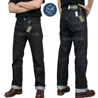 กางเกงยีนส์ปั้นเฟดทรงกระบอกใหญ่ ผ้าดิบ 14-16 oz + ตะขอป้าย [HIROCK] อาชีวะ