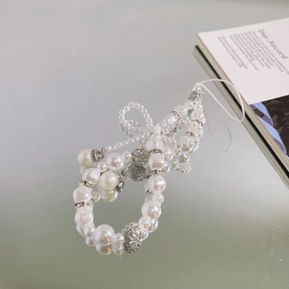 สายคล้องโทรศัพท์ ดีไซน์ใหม่ สุดหรู พร้อมลูกปัดโบว์เพิร์ล น่ารัก สำหรับ เคสมือถือ สินค้าเสริม