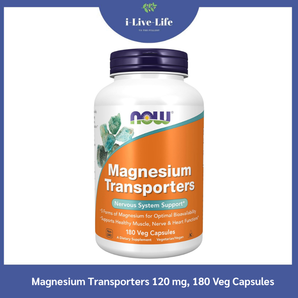 Now food- Magnesium Transporters 120 mg, 180 Veg Capsules แมกนีเซียม