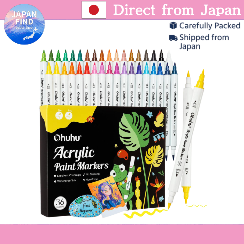 【ตรงจากประเทศญี่ปุ่น】Ohuhu Acrylic Marker 36 สี หัวพู่กัน + หัวจุด