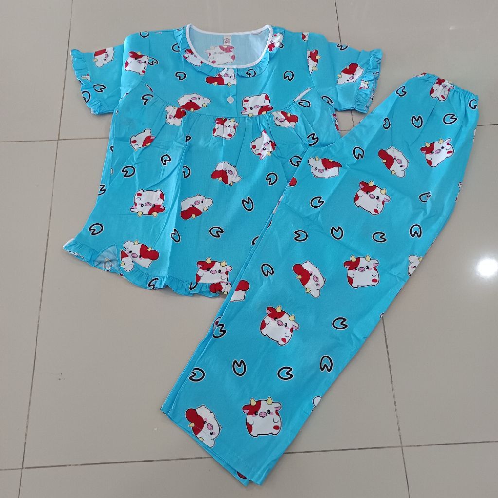 ชุดนอนpp ผ้าคอตตอน ไซส์10-12ปี คอระบาย ขายาว-แขนสั้น/แขนยาว