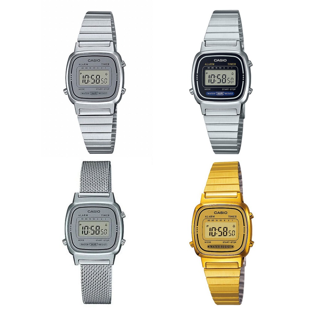 Casio Standard นาฬิกาข้อมือผู้หญิง สายสแตนเลส รุ่น LA670,LA670WA,LA670WA-7 - สีเงิน