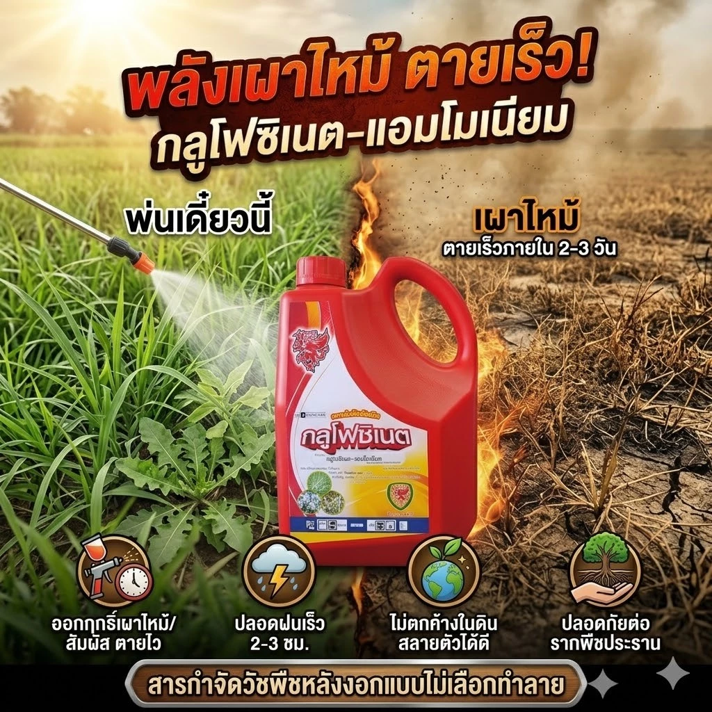 ยาฆ่าหญ้า ยากำจัดวัชพืช(พรีเมียม)กลูโฟซิเนต แอมโมเนีย น้ำสีฟ้ามังกรแดง(เห็นผลไวกว่า)ขนาด4ลิตร(1แกลลอน)