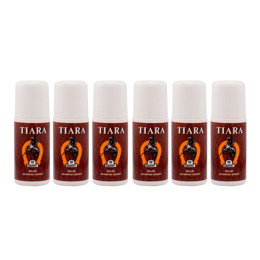 Tiara โรลออนเทียร่าป็อปคันทรี่ 45 มล. (6ชิ้น/ชุด) โรลออน ระงับกลิ่นกาย ลูกกลิ้ง ทารักแร้ ลดกลิ่นตัว หอมยาวนาน