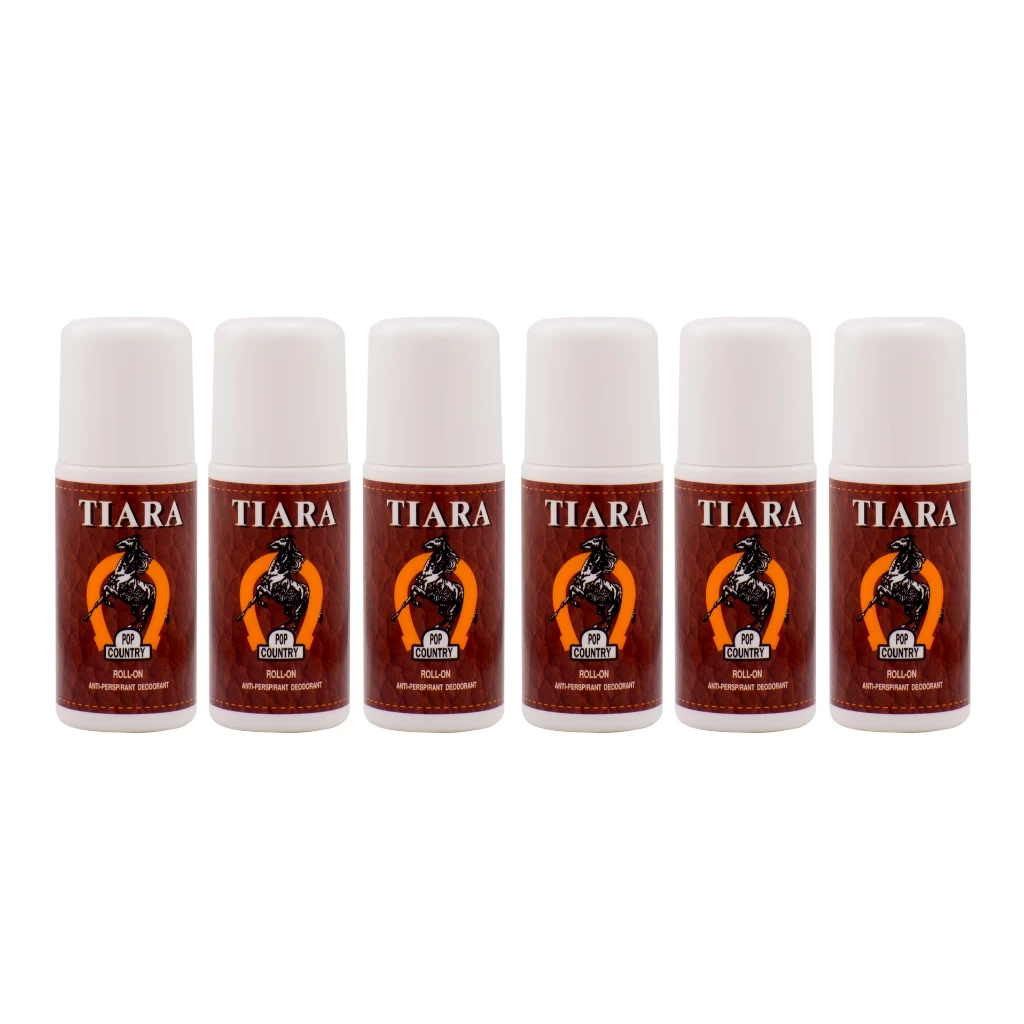 Tiara โรลออนเทียร่าป็อปคันทรี่ 45 มล. (6ชิ้น/ชุด) โรลออน ระงับกลิ่นกาย ลูกกลิ้ง ทารักแร้ ลดกลิ่นตัว หอมยาวนาน