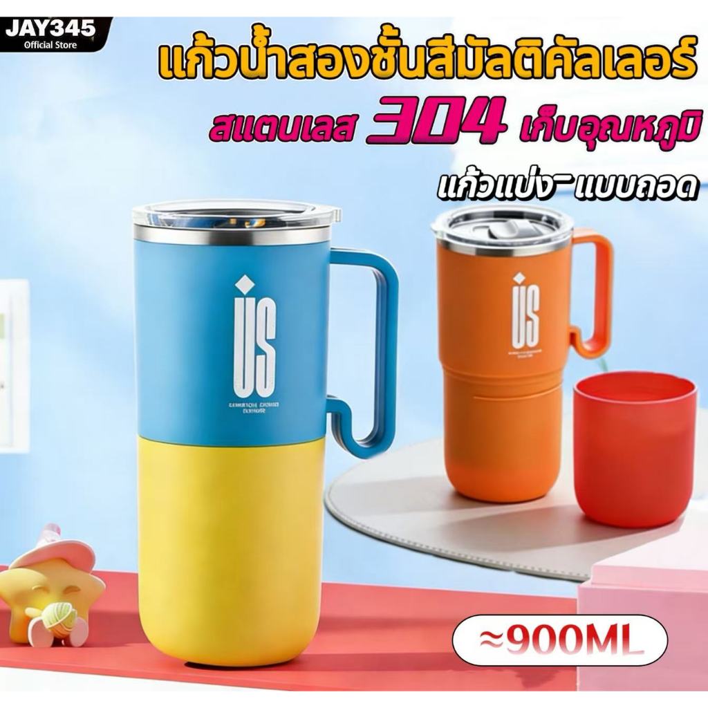แก้วเก็บความเย็น 600ML  SUS304 แก้วน้ำสแตนเลส  เก็บความเย็น/ร้อน สีสันสวยงาม ทูโทนสดใสพร้อมส่งนะ