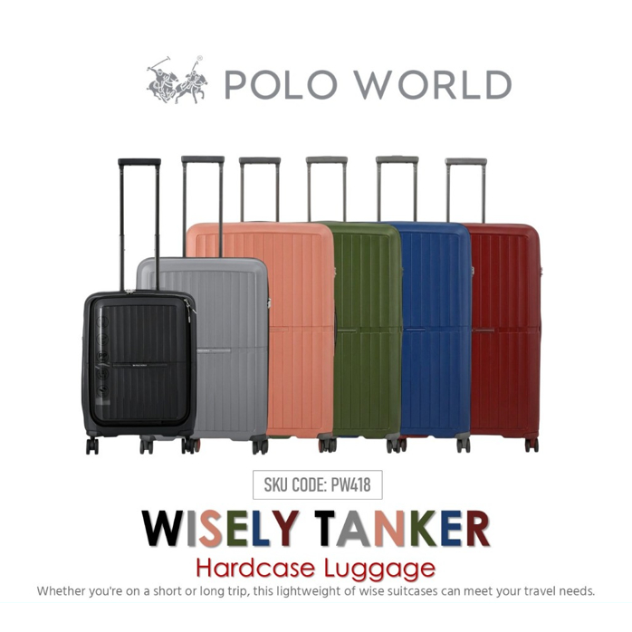 POLO WORLD PW418 Wisely Tanker Hardcase Luggage กระเป๋าเดินทางล้อลาก โปโลเวิล์ด มีรับประกัน 2 ปี