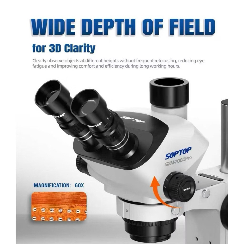SOPTOP SZN 7060Pro – กล้องไมโครสโคปสายซ่อมตัวจริง กำลังขยาย 7X – 60X