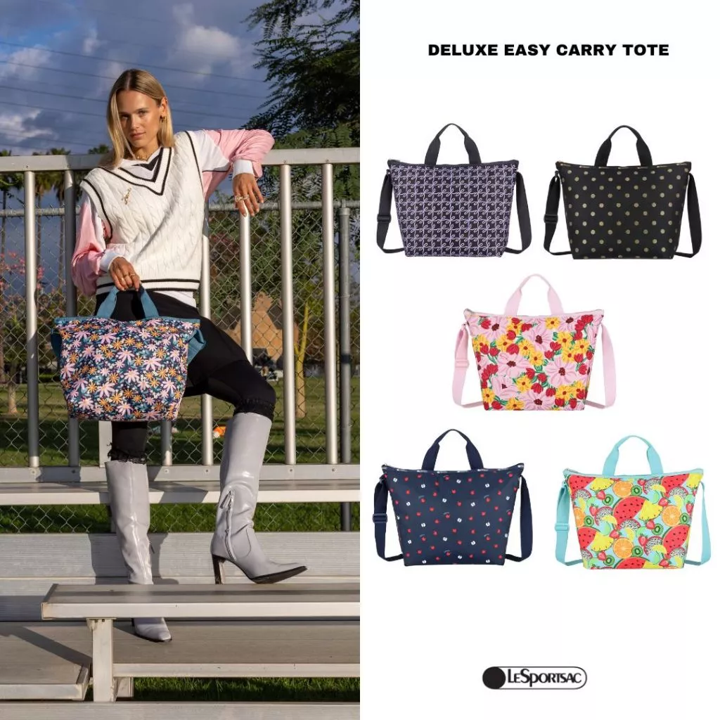 Lesportsac Deluxe Easy Carry Tote Crossbody Bag กระเป๋าสะพายข้างพาดลำตัว Style 4360