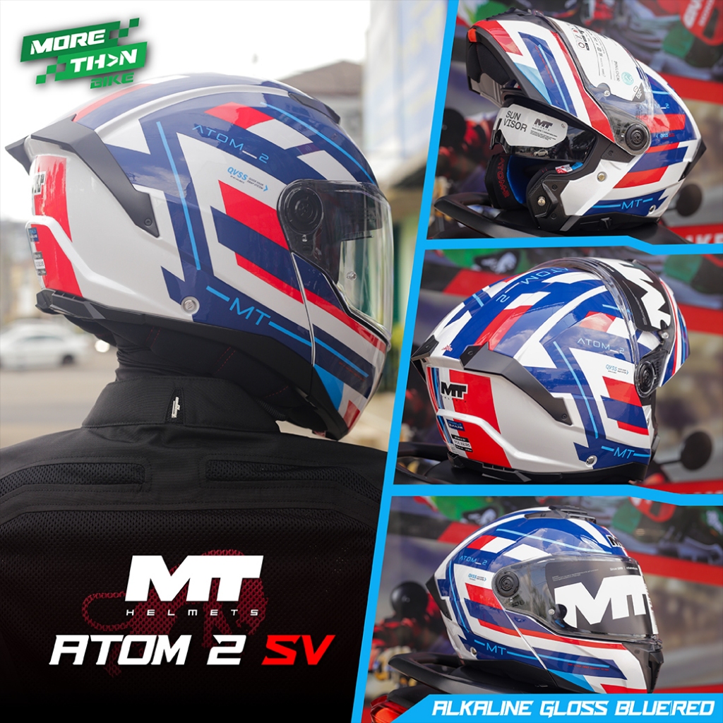 หมวกกันน็อค MT รุ่น Atom 2 SV ลาย Alkaline Gloss Blue/Red