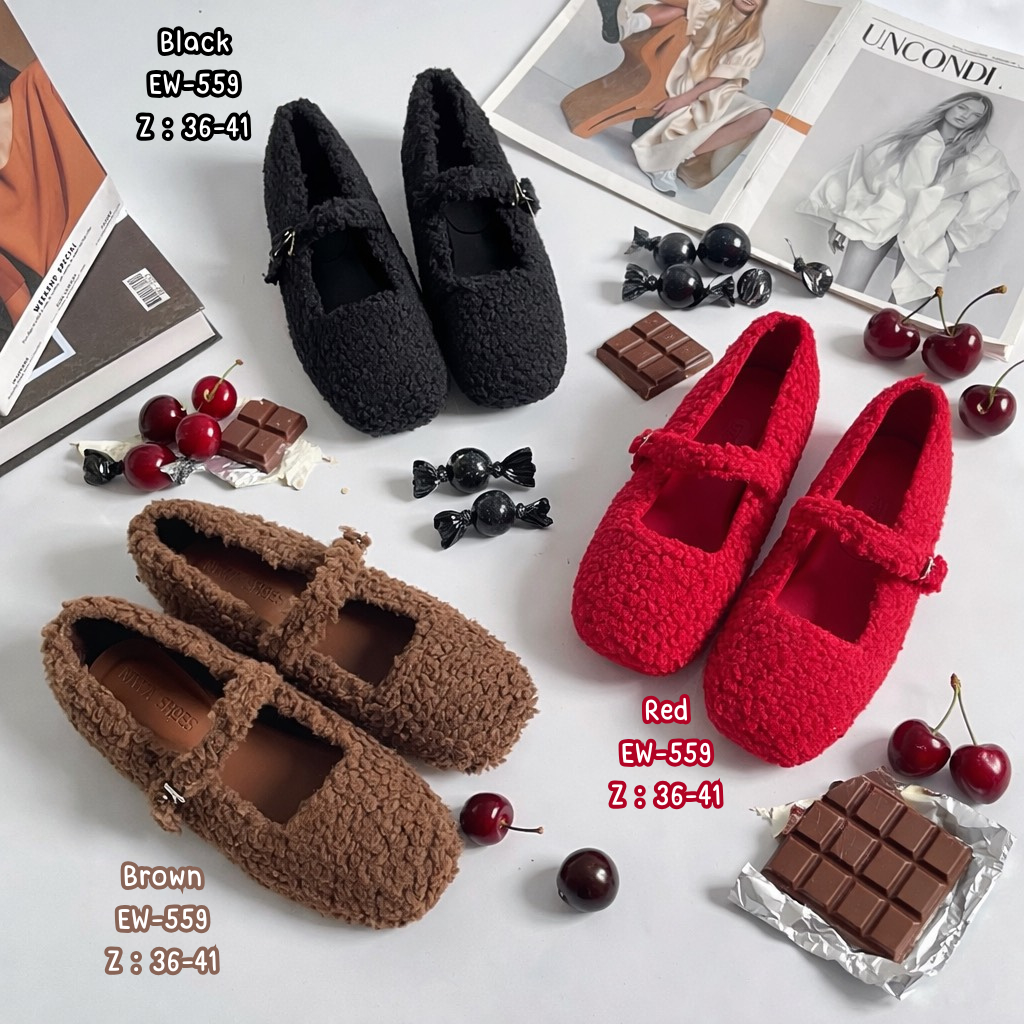 NEW ARRIVAL NIWA SHOES พร้อมส่งแล้วค่า สีเริศ จึ้งทุกสี สวย นุ่ม ใส่สบาย รองเท้าขนปุย EW-559