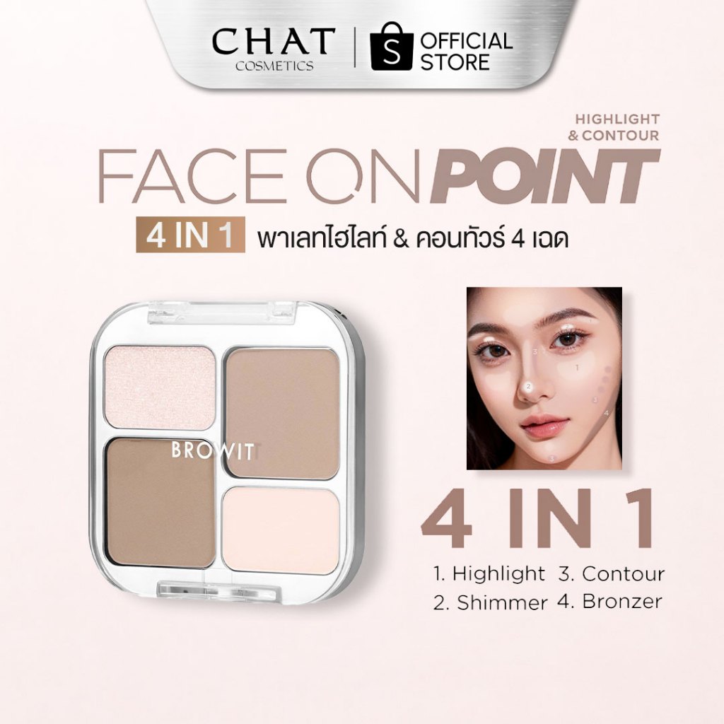 [ในไลฟ์ลดพิเศษ] Browit เฟซออนพอยต์ไฮไลท์แอนด์คอนทัวร์ Browit Face on point