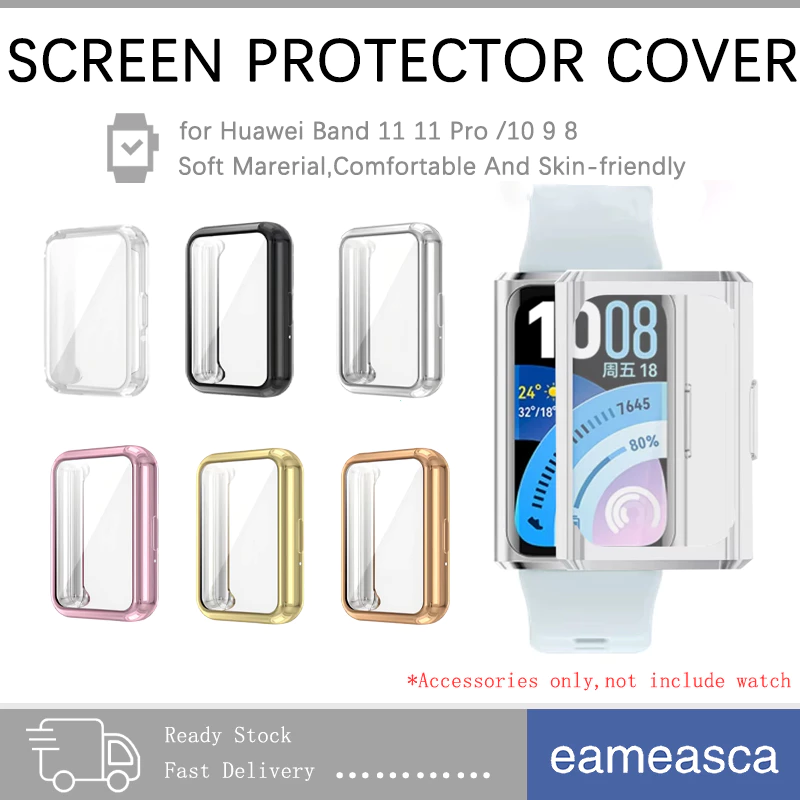 กรณีป้องกัน TPU for Huawei Band 11 11 Pro / 10 8 9 NFC สมาร์ทนาฬิกาป้องกันหน้าจอนุ่มฟิล์มกันชนอุปกรณ์เสริม