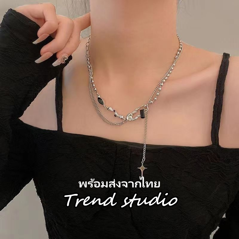 สร้อยคอหวานๆ เท่ๆ สร้อยคอสองชั้นเก๋ๆ สไตล์เกาหลี เหมาะกับสาวๆส่วนใหญ่ใส่ได้ อเนกประสงค์มาก เหมาะกับการสวมใส่ในฤดูร้อน