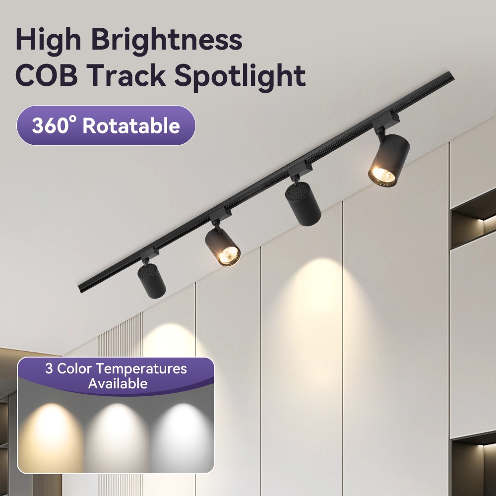 Track Light LED ชุด 12/20/30/40/50W Led สปอตไลท์ 3 สี สปอตไลท์ COB สว่างแวดล้อม ห้องนั่งเล่น ร้านเสื้อผ้า