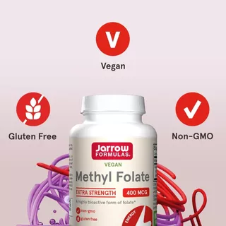 บำรุงสมอง-เม็ดเลือดแดง Jarrow Methyl Folate 400mcg โฟเลตดูดซึมดี 60 แคปซูล (No.326)