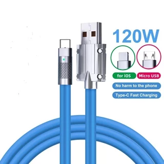 Oengโปรดอ่านก่อนกดซื้อค่ะ💦สายชาร์จเร็วมาก120W 6A MicroUSBกดตัวเลือกที่3💦สีฟาType Cชาร์จเร็วสายเคเบิล👍สินค้ามีให้เลือก👍
