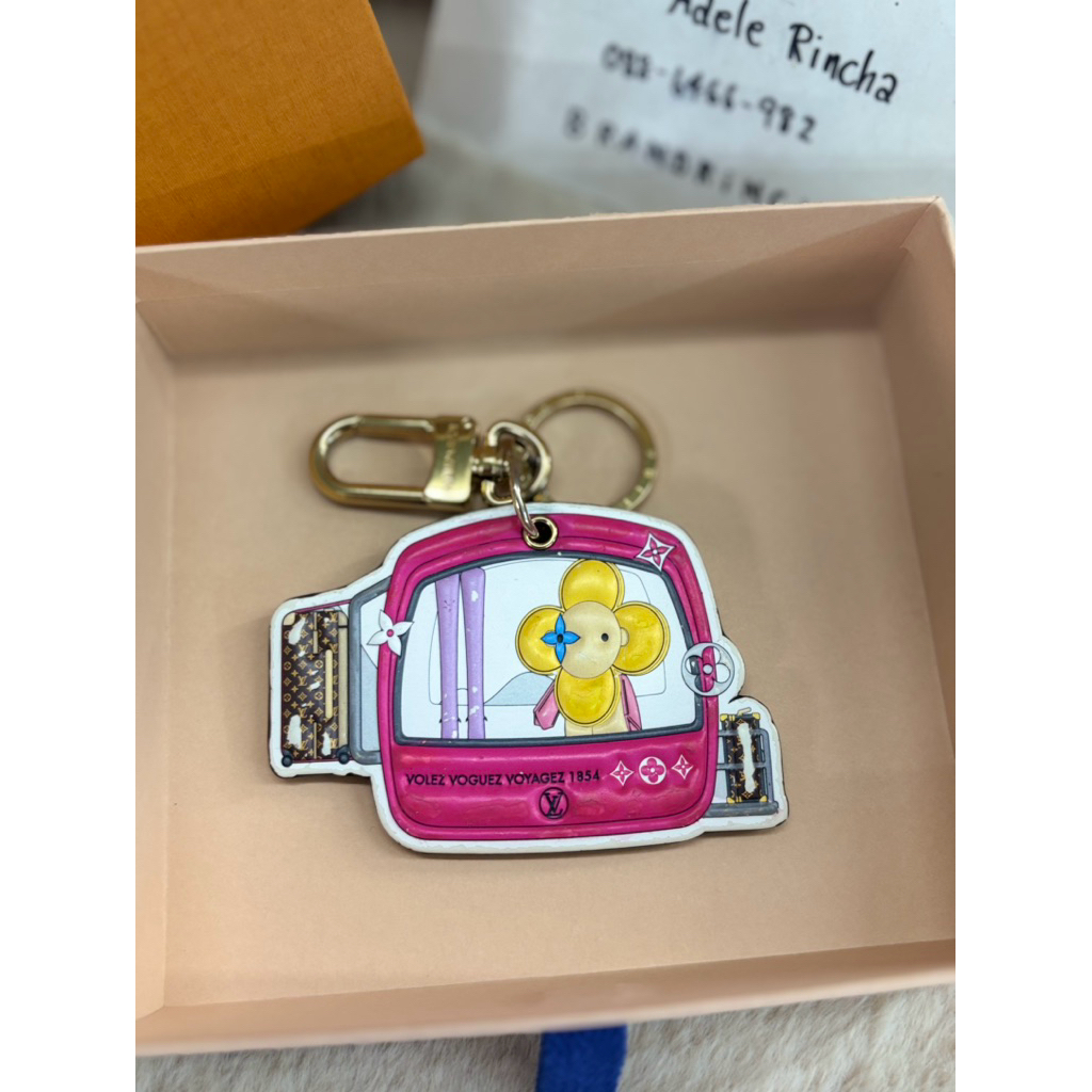 used Lv Vivien Xmas Key Charm and Key Holder canvas