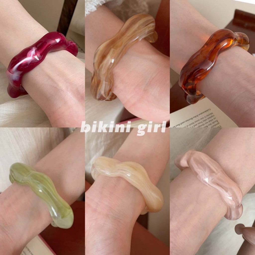 กำไลข้อมือผู้หญิง  รูปทรงไม่สม่ำเสมอ  อะคริลิค  สไตล์วินเทจ  ทันสมัย  สไตล์ไม่ซ้ำใคร  กำไล   หลากหลายสี หวาน