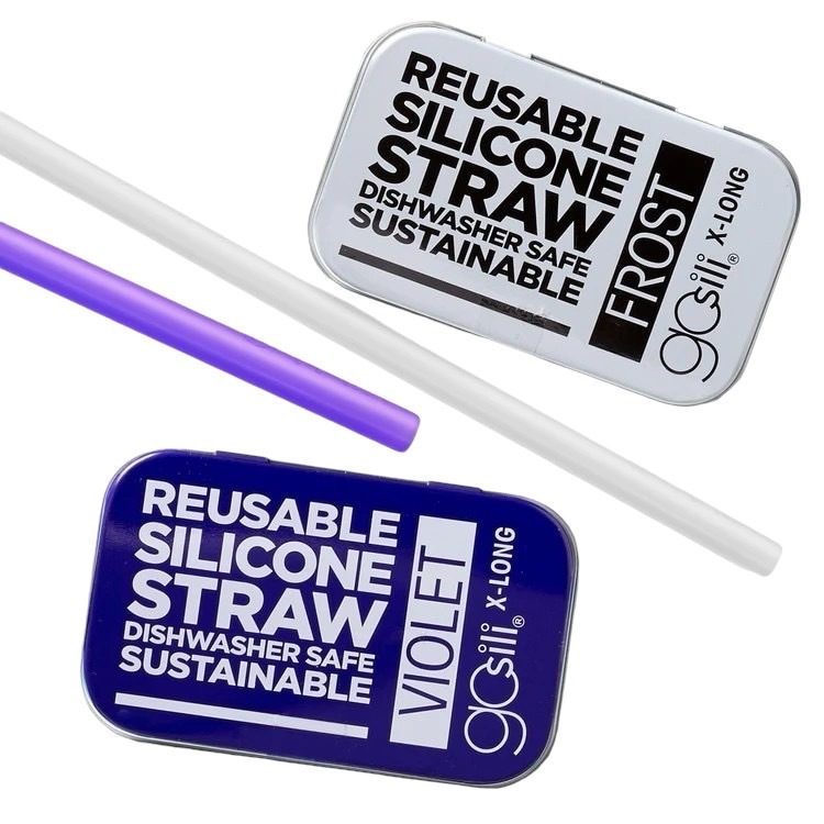 GoSili หลอด รุ่น X-LONG STRAW TIN 2PK FROST/VIOLET