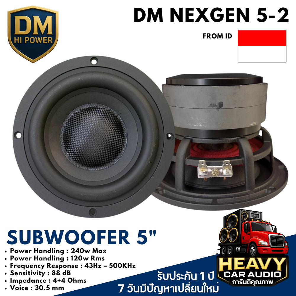 DM HI POWER ลำโพงซับวูฟเฟอร์ 5 นิ้ว รุ่น NEXGEN 5-2 💥โครงเหล็กหล่อ ยอดนิยม SUBWOOFER 5" วอยซ์คู่