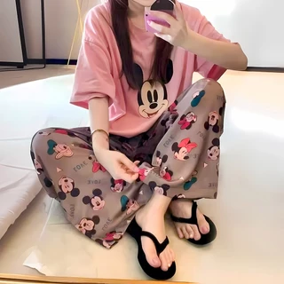 ชุดนอน ชุดนอนผู้หญิง ชุดนอนขายาว ชุดนอนแขนสั้นขายาว ชุดนอนแขนสั้น ชุดนอนการ์ตูน เซตชุดนอน ฟรีไซส์ ผ้านิ่มไม่บาง BL-0